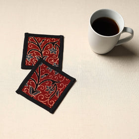 Red Handmade Cotton Coasters (Set of 2)