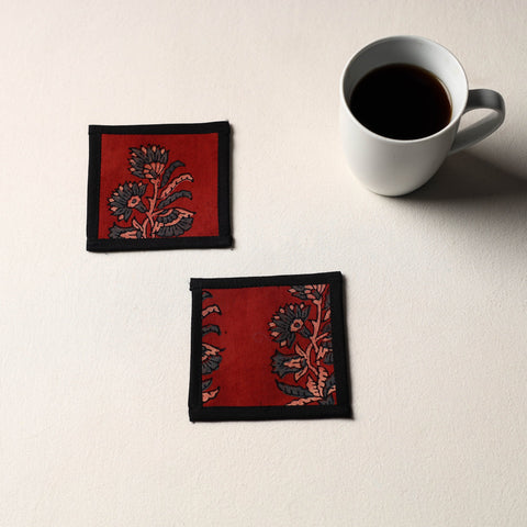 Red Handmade Cotton Coasters (Set of 2)