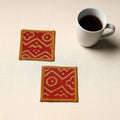 Red Handmade Cotton Coasters (Set of 2)