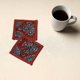 Red Handmade Cotton Coasters (Set of 2)