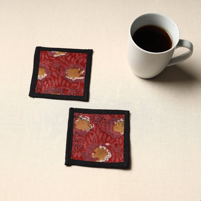 Red Handmade Cotton Coasters (Set of 2)