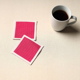 Red Handmade Cotton Coasters (Set of 2)