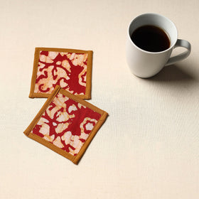 Red Handmade Cotton Coasters (Set of 2)