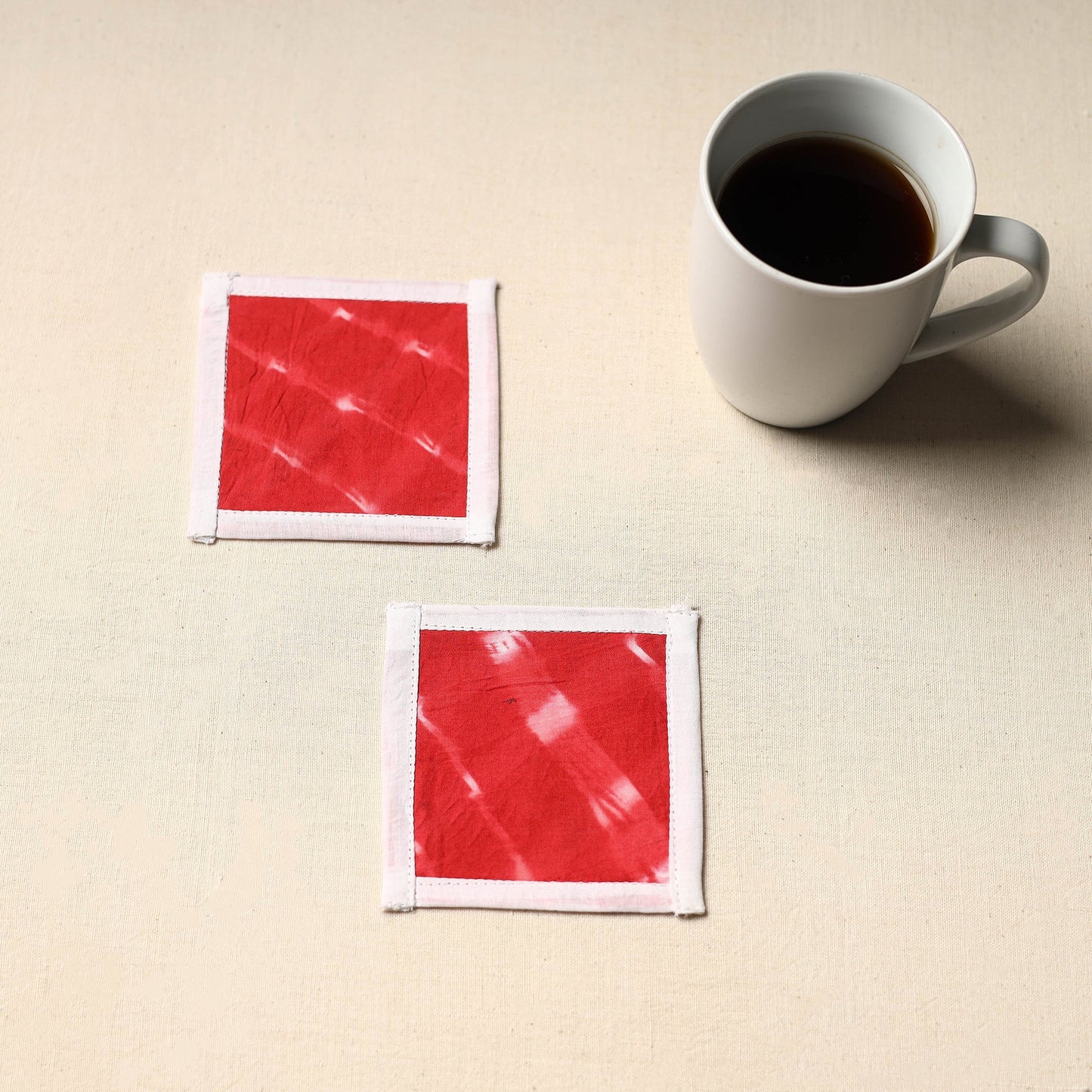 Red Handmade Cotton Coasters (Set of 2)