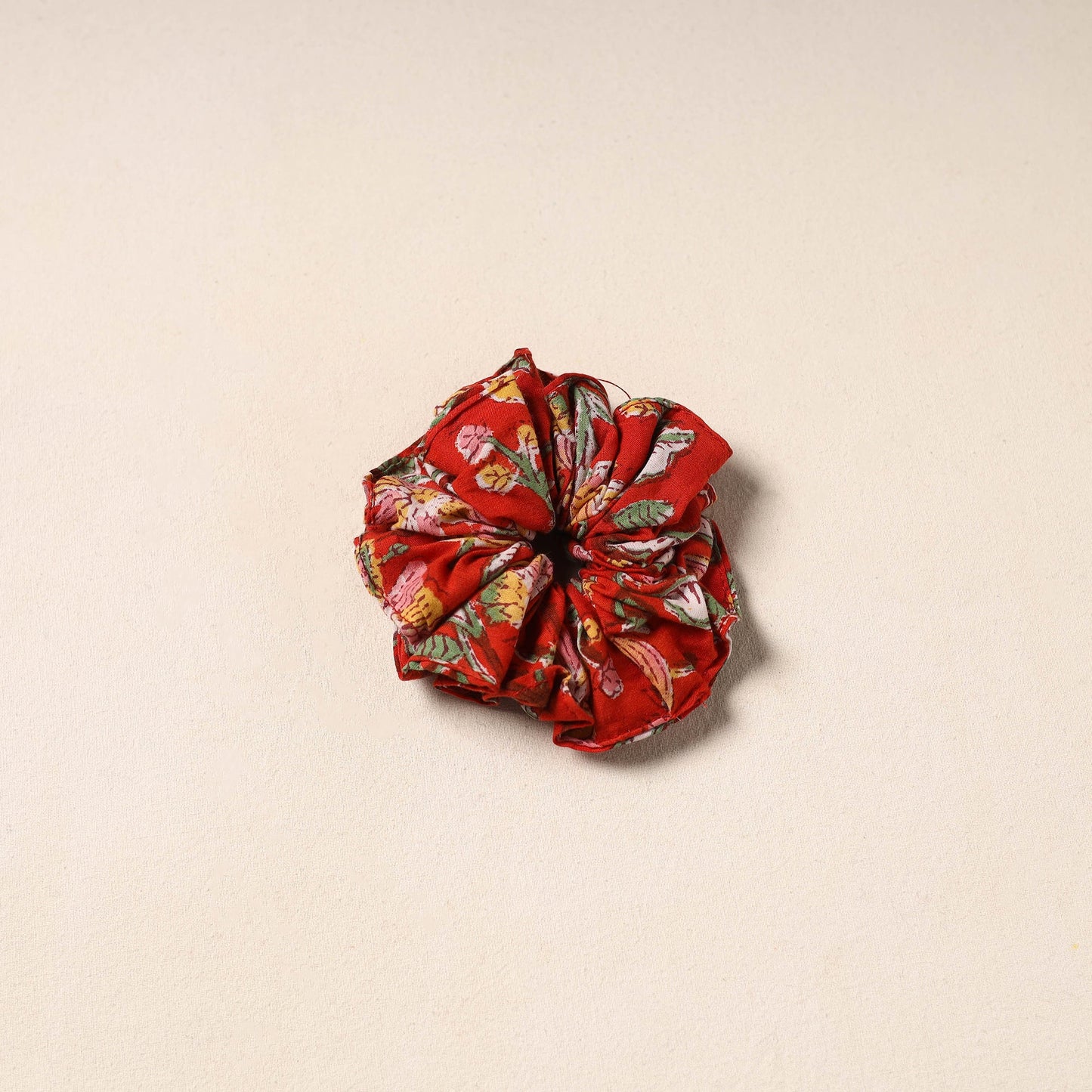 Red Handmade Cotton Elastic Rubber Band/Scrunchie