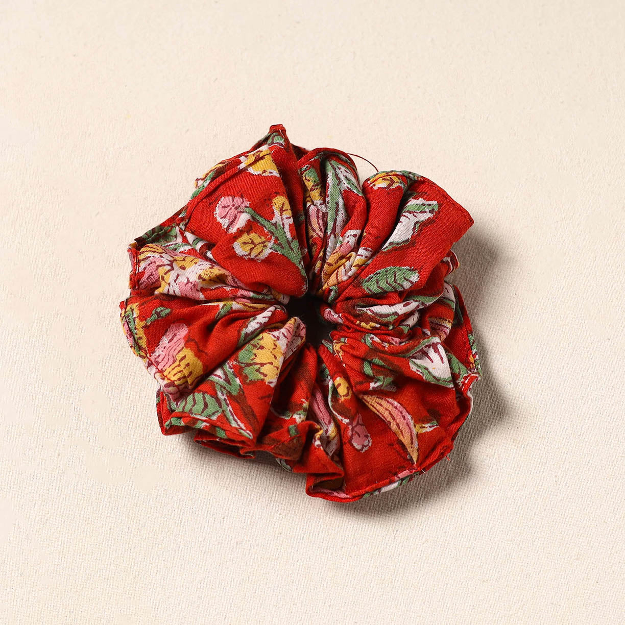 Red Handmade Cotton Elastic Rubber Band/Scrunchie