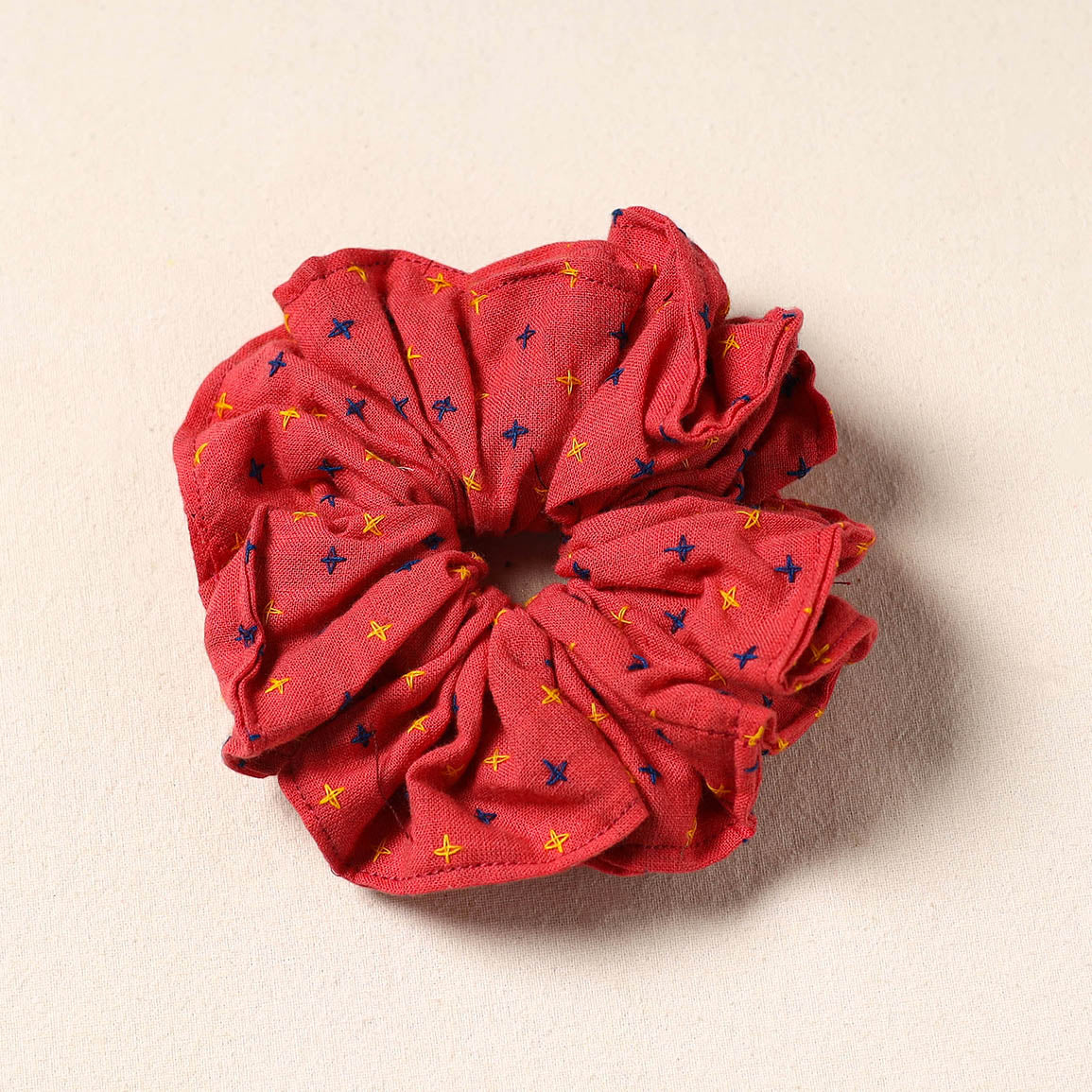 Red Handmade Cotton Elastic Rubber Band/Scrunchie