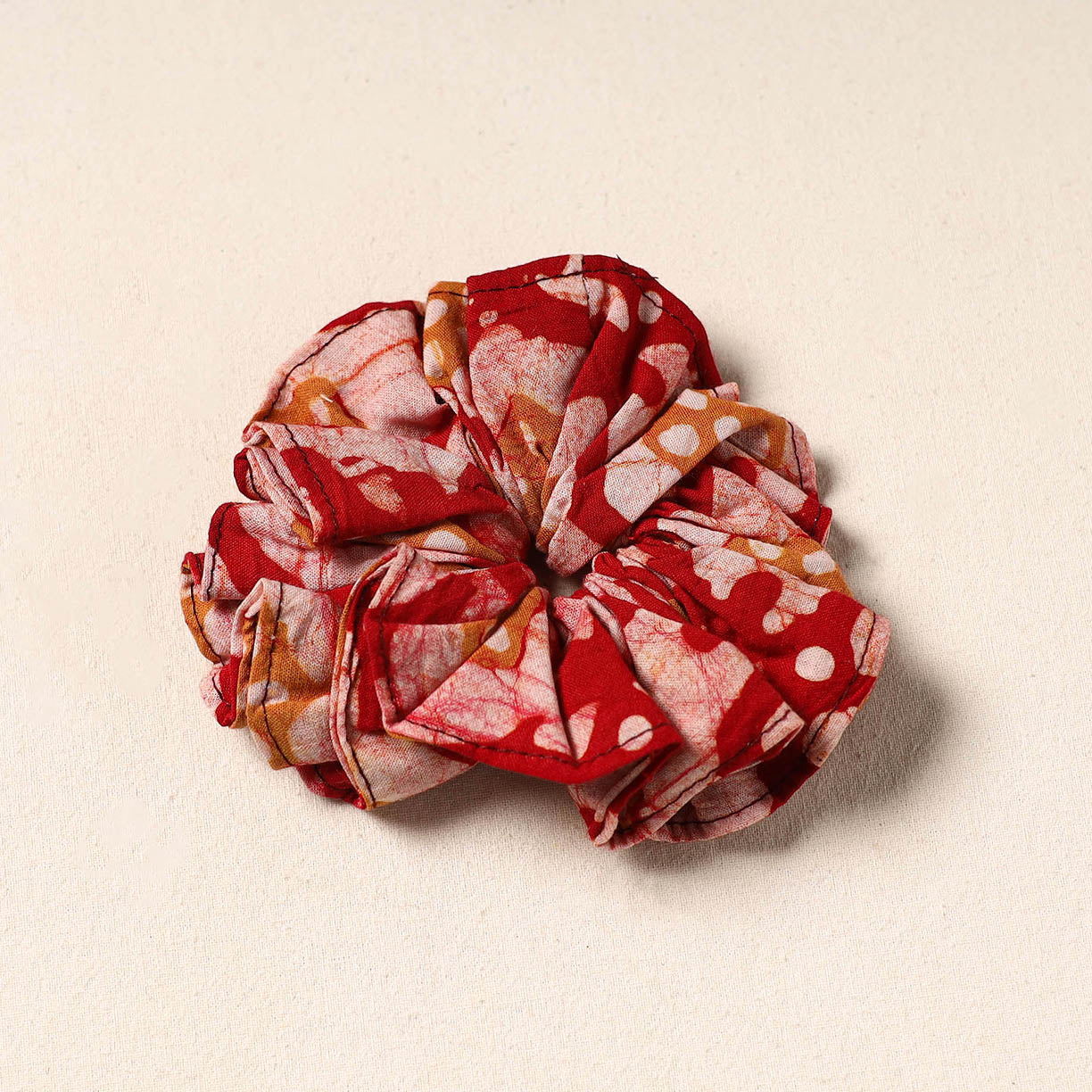 Red Handmade Cotton Elastic Rubber Band/Scrunchie