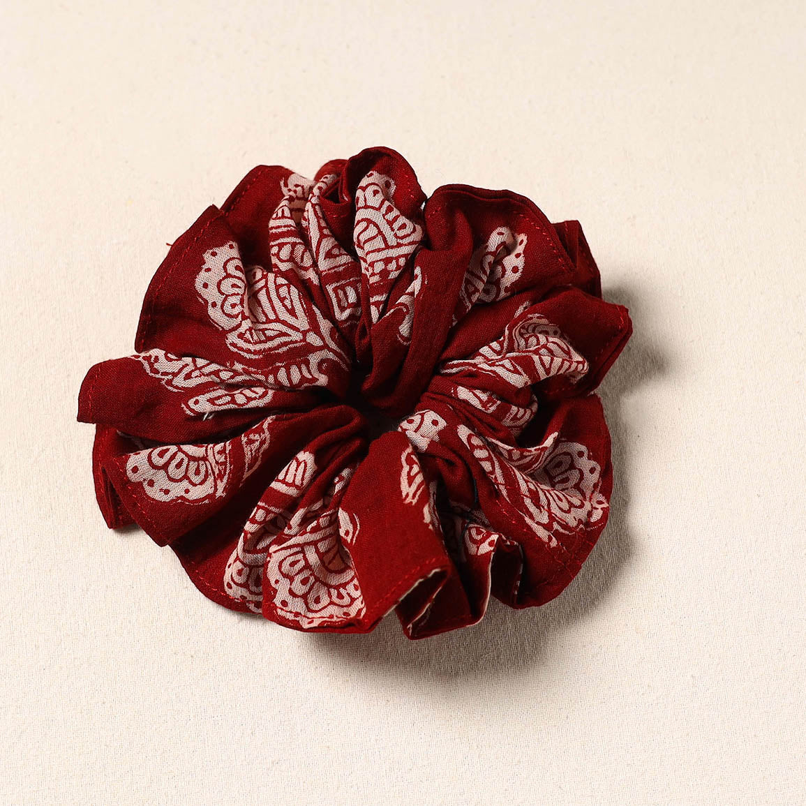 Red Handmade Cotton Elastic Rubber Band/Scrunchie