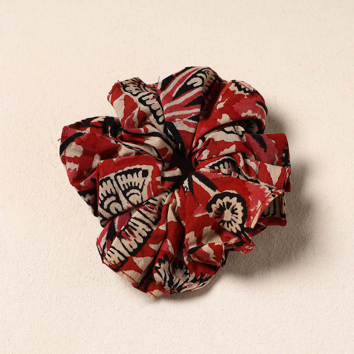 Red Handmade Cotton Elastic Rubber Band/Scrunchie