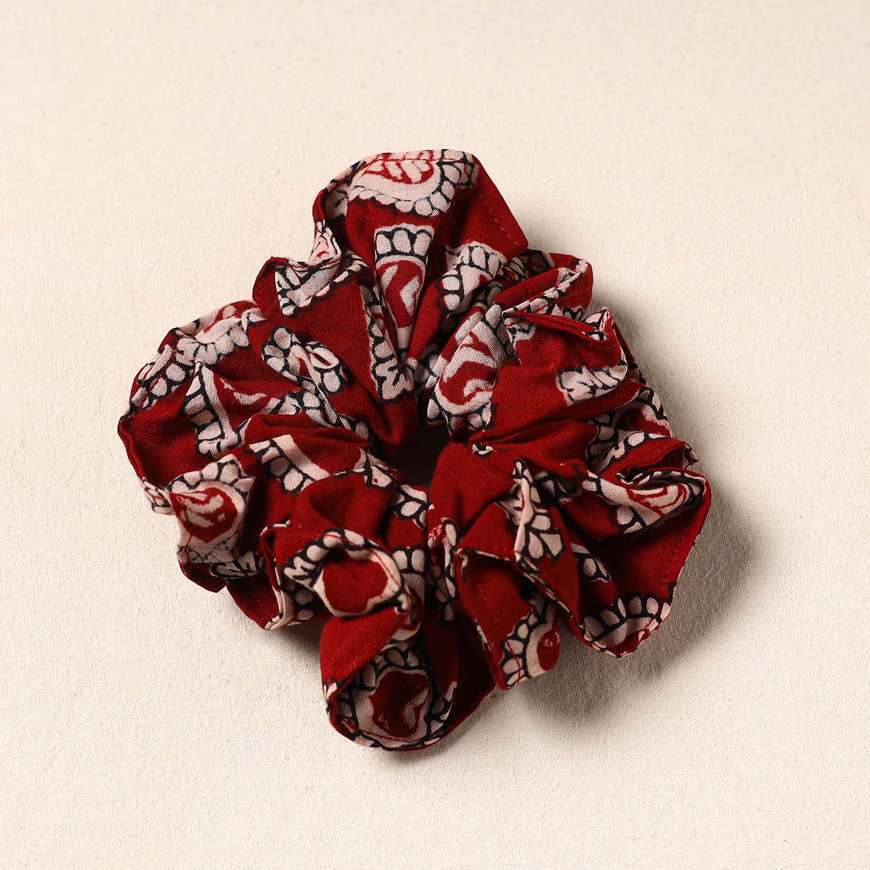 Red Handmade Cotton Elastic Rubber Band/Scrunchie