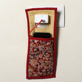 Red Handmade Cotton Fabric Mobile Charging Holder 