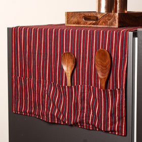 Red Handmade Cotton Fridge Top Cover with Multiple Pockets