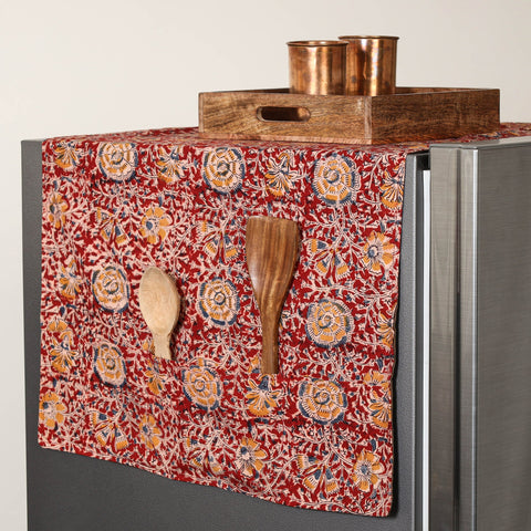 Red - handmade cotton fridge top cover with multiple