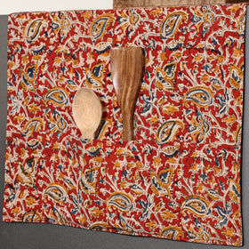 Handmade Cotton Red Fridge Top Cover with Multiple Pockets