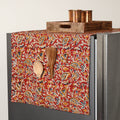 Handmade Cotton Red Fridge Top Cover with Multiple Pockets