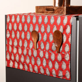 Red - handmade cotton fridge top cover with multiple