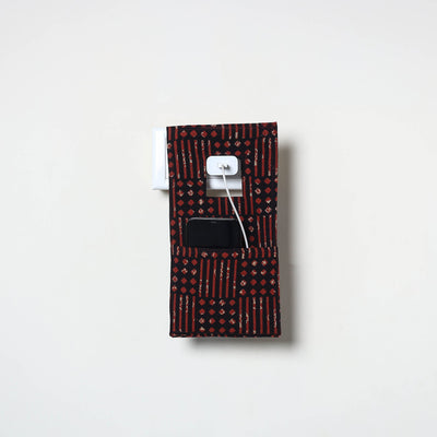 Red Handmade Cotton Mobile Charging Holder
