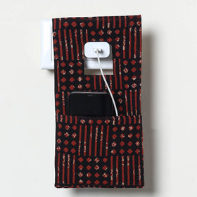 Red Handmade Cotton Mobile Charging Holder