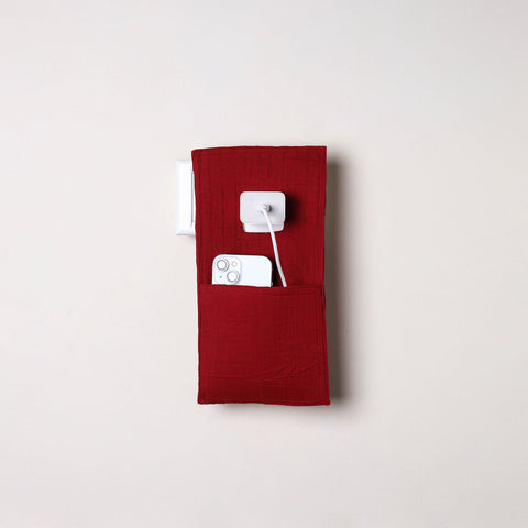 Red Handmade Cotton Mobile Charging Holder