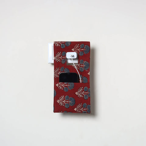 Red Handmade Cotton Mobile Charging Holder