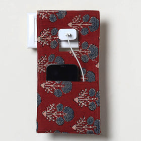 Red Handmade Cotton Mobile Charging Holder