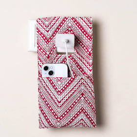 Red Handmade Cotton Mobile Charging Holder