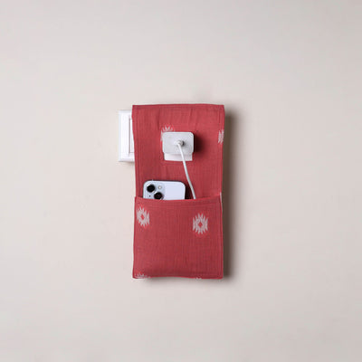 Red Handmade Cotton Mobile Charging Holder