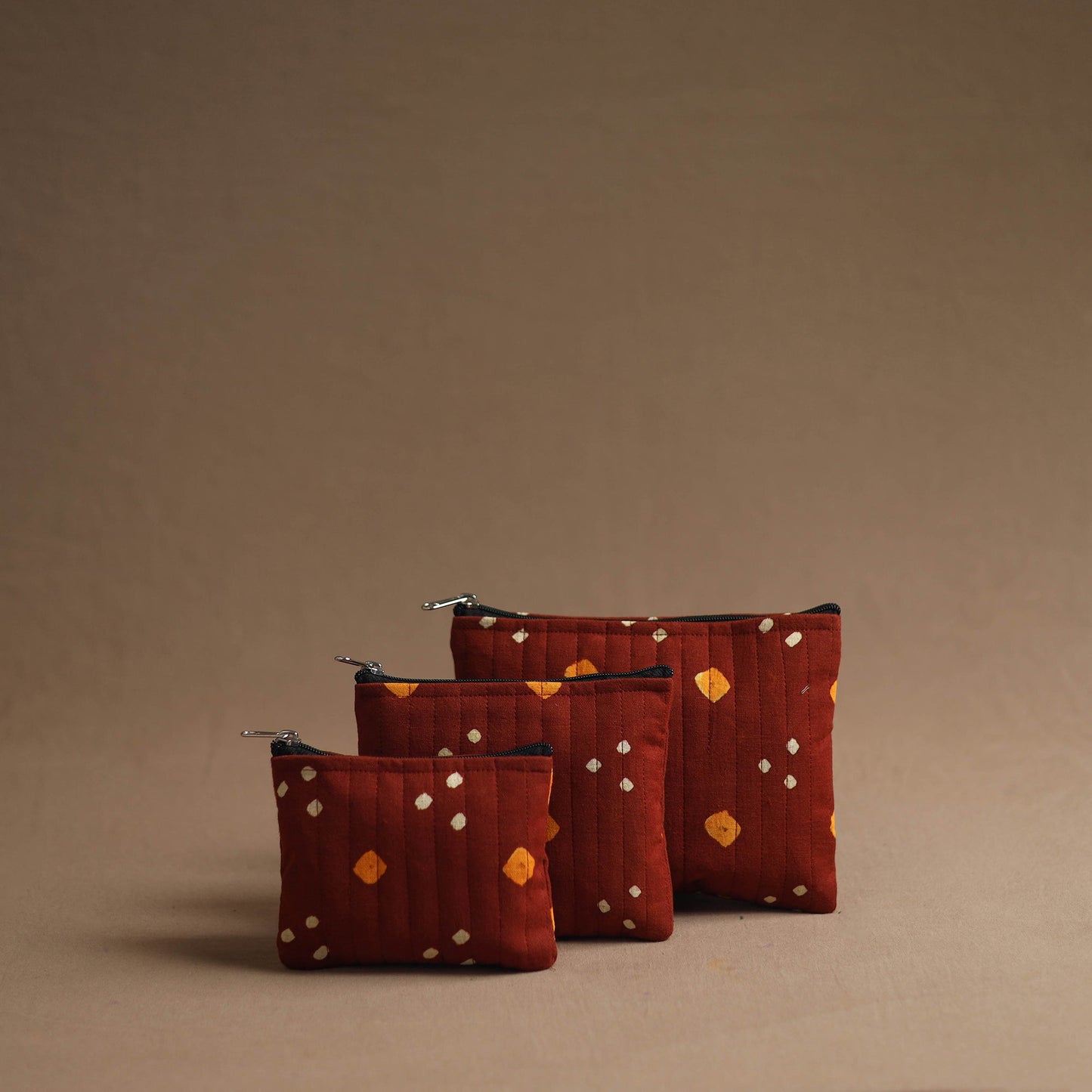 Red - handmade cotton multipurpose utility pouches (set