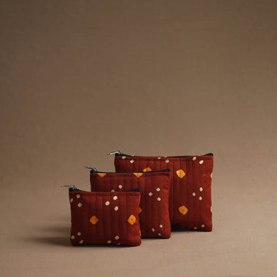 Red - handmade cotton multipurpose utility pouches (set