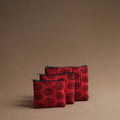 Red - handmade cotton multipurpose utility pouches (set