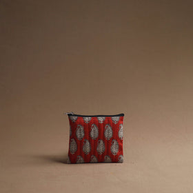 Red - handmade cotton multipurpose utility pouches (set