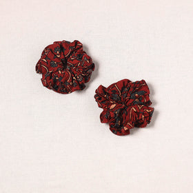 Red - handmade cotton rubber bands/scrunchies (set of 2) 07