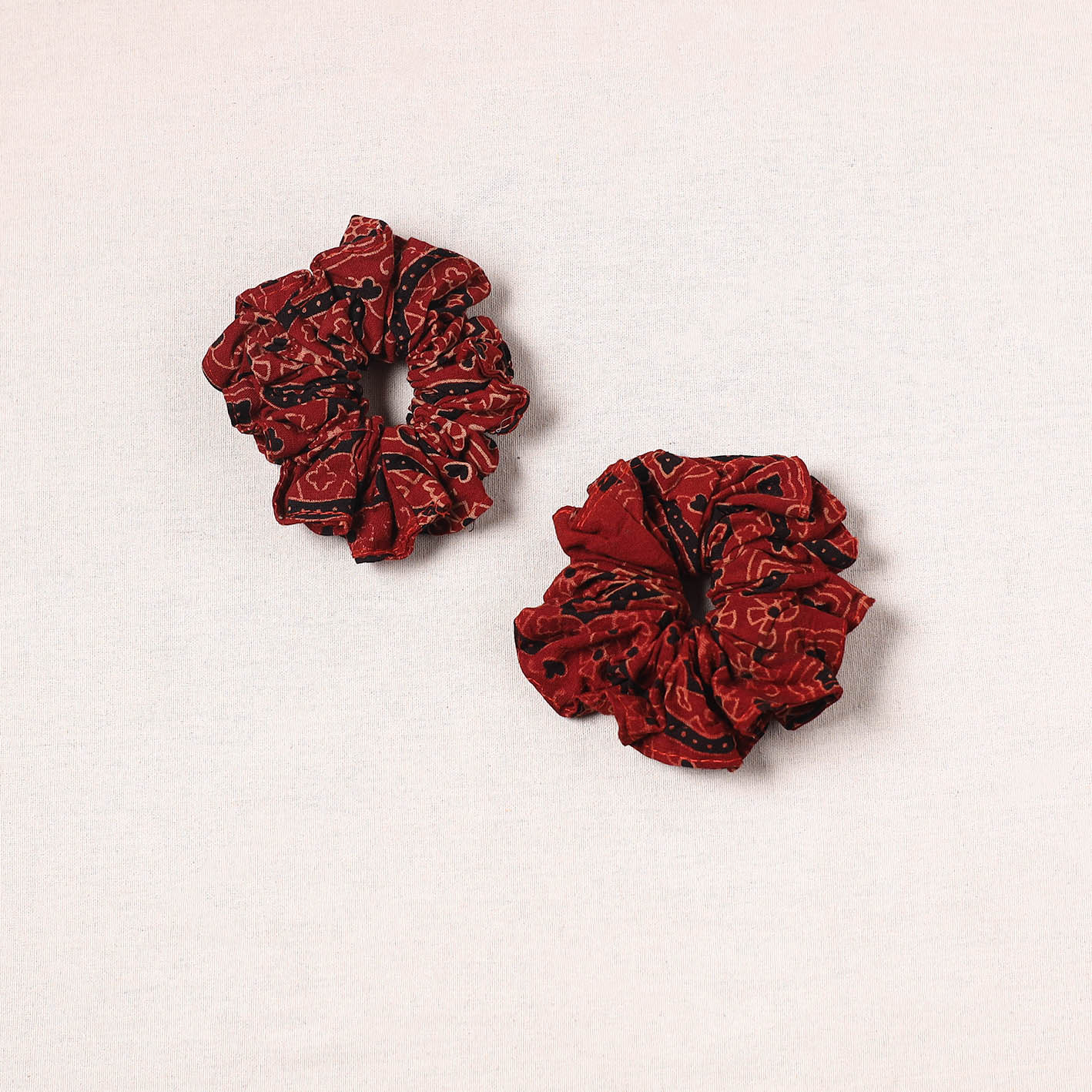 Red - handmade cotton rubber bands/scrunchies (set of 2) 14