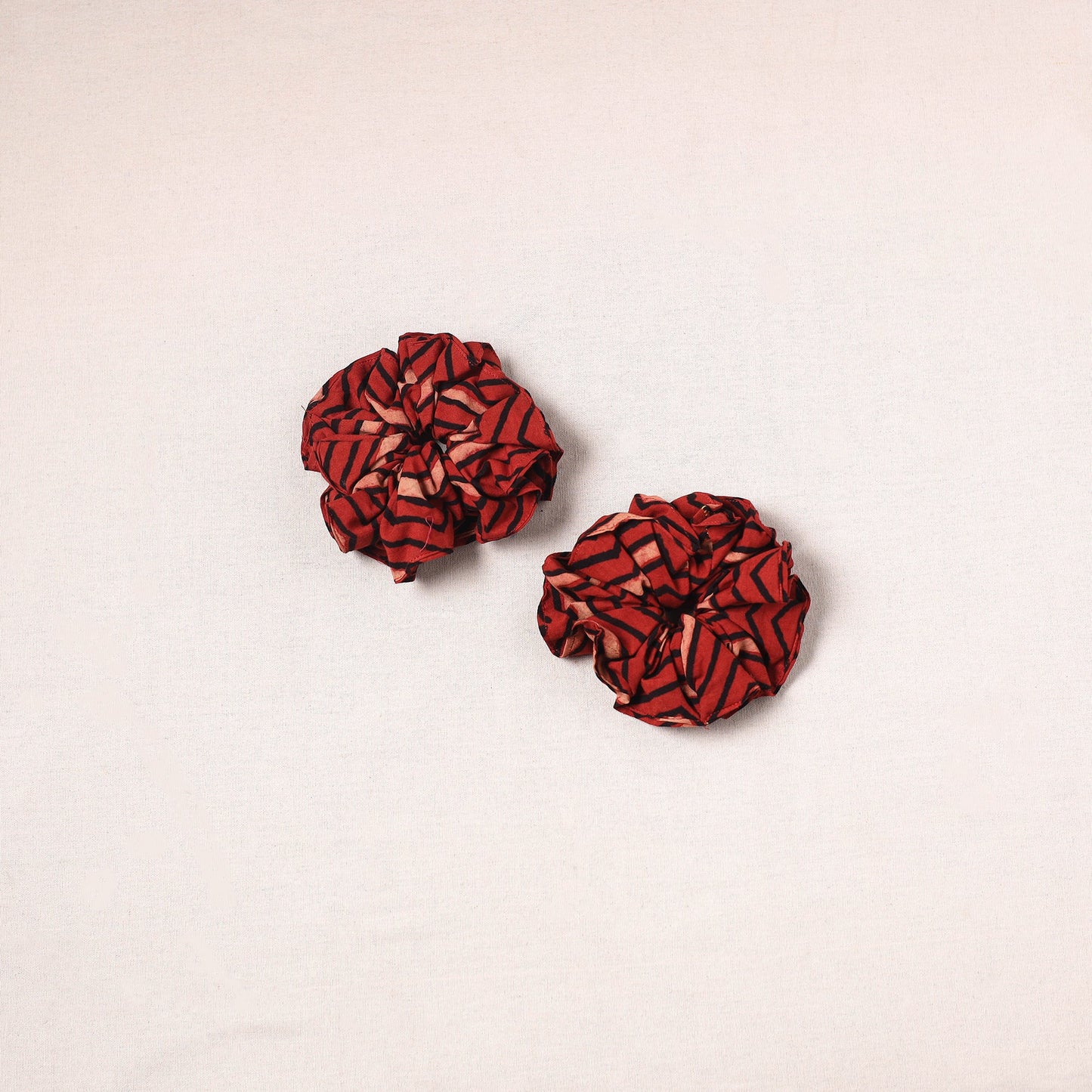 Red - handmade cotton rubber bands/scrunchies (set of 2) 20