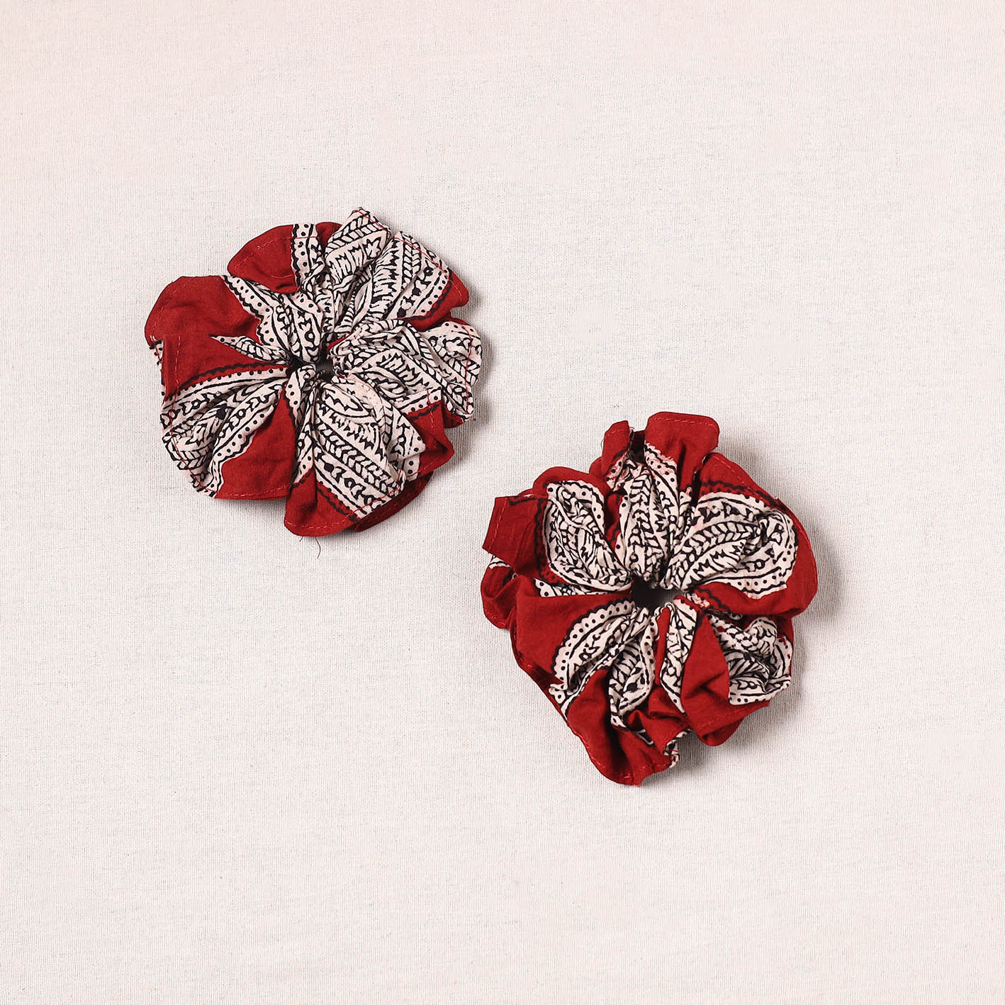 Red - handmade cotton rubber bands/scrunchies (set of 2) 25