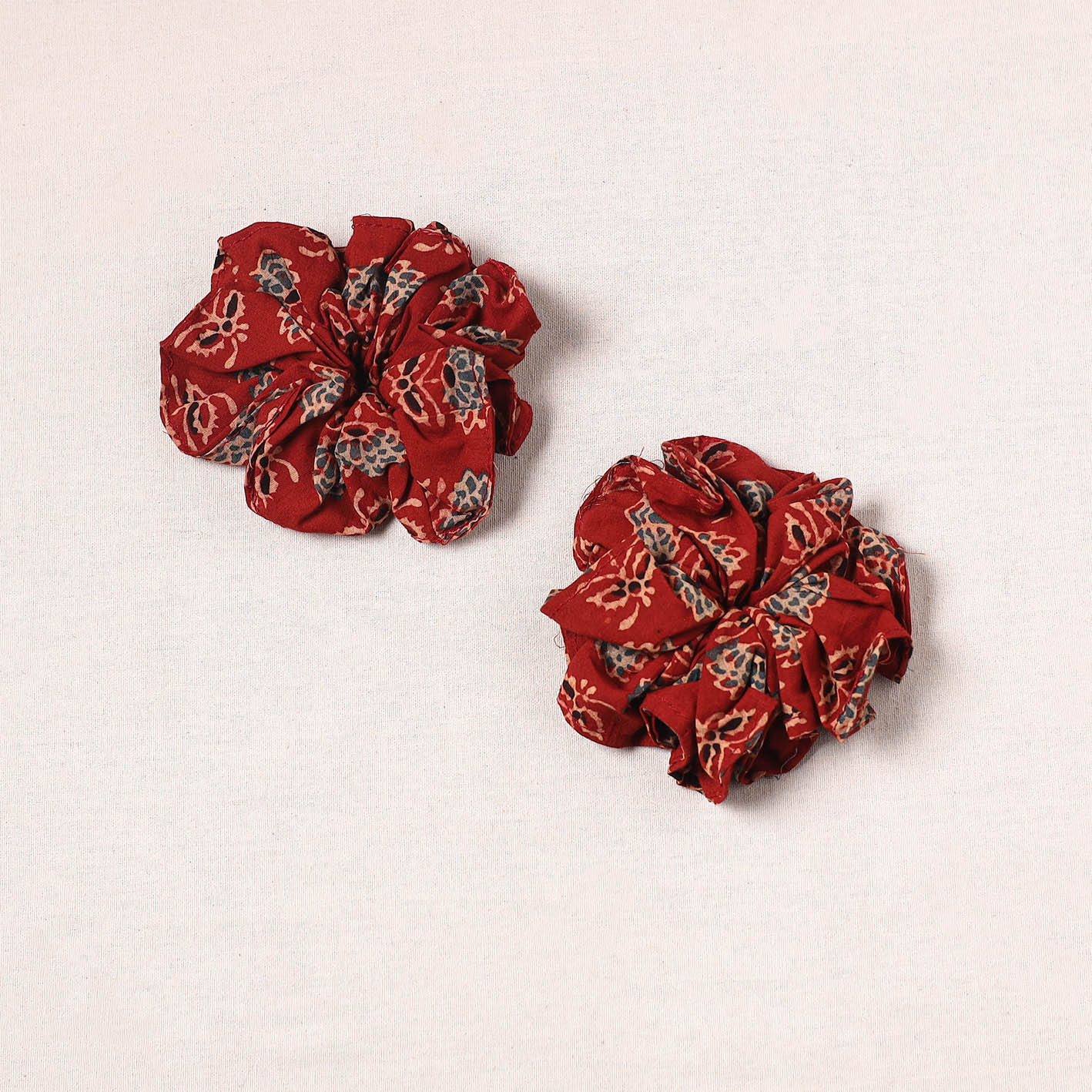 Red - handmade cotton rubber bands/scrunchies (set of 2) 32