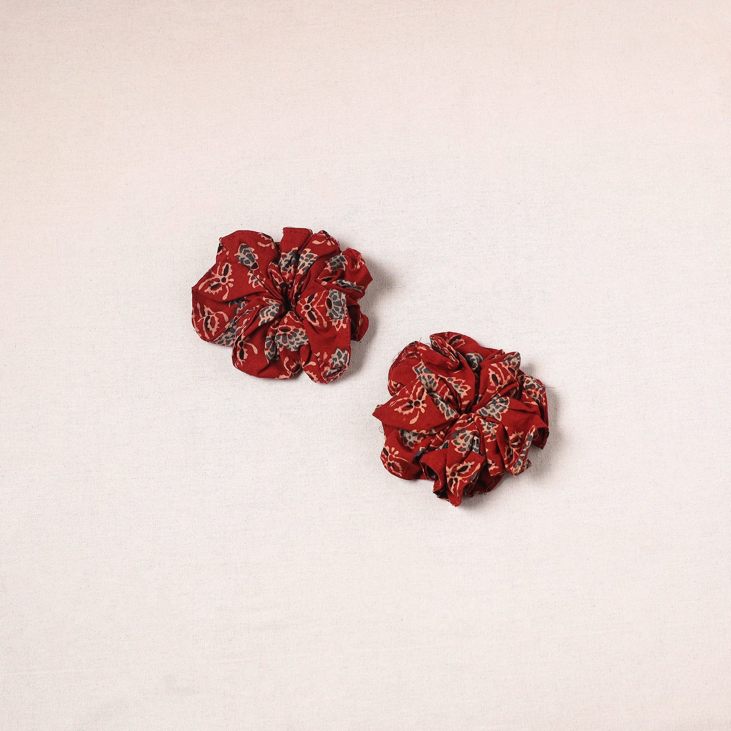 Red - handmade cotton rubber bands/scrunchies (set of 2) 32