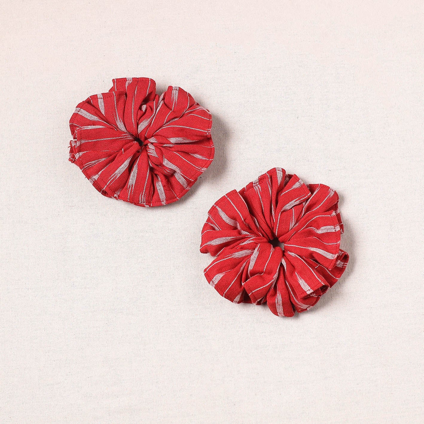 Red - handmade cotton rubber bands/scrunchies (set of 2) 34