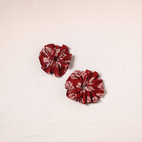 Red - handmade cotton rubber bands/scrunchies (set of 2) 55