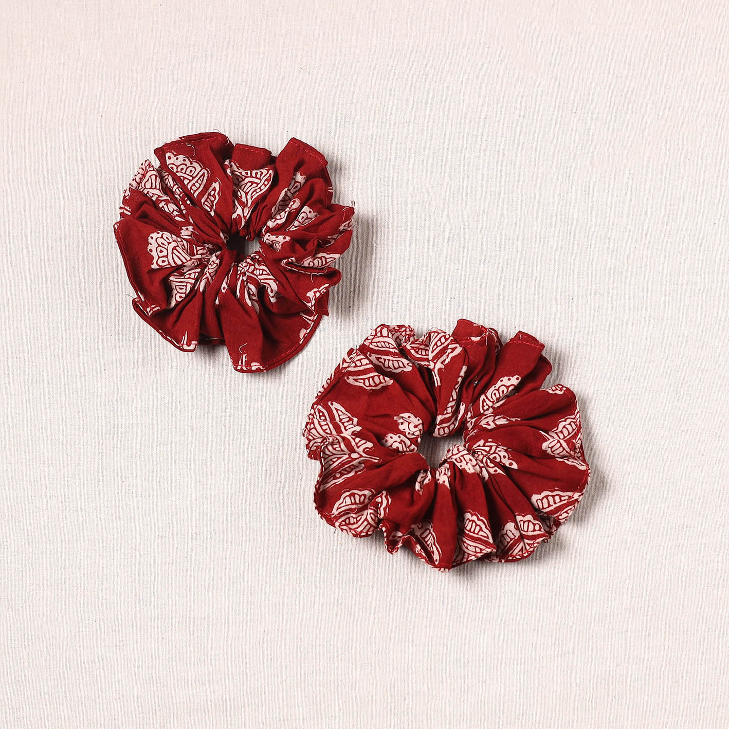 Red - handmade cotton rubber bands/scrunchies (set of 2) 55