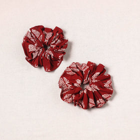 Red - handmade cotton rubber bands/scrunchies (set of 2) 55