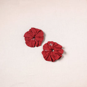 Red - handmade cotton rubber bands/scrunchies (set of 2) 58