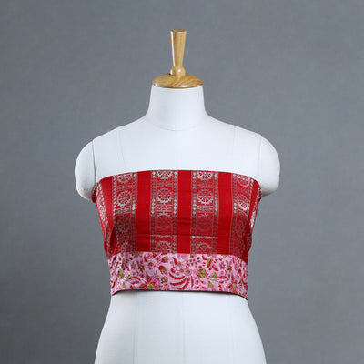 Red - handmade cotton sambalpuri ikat blouse piece 02