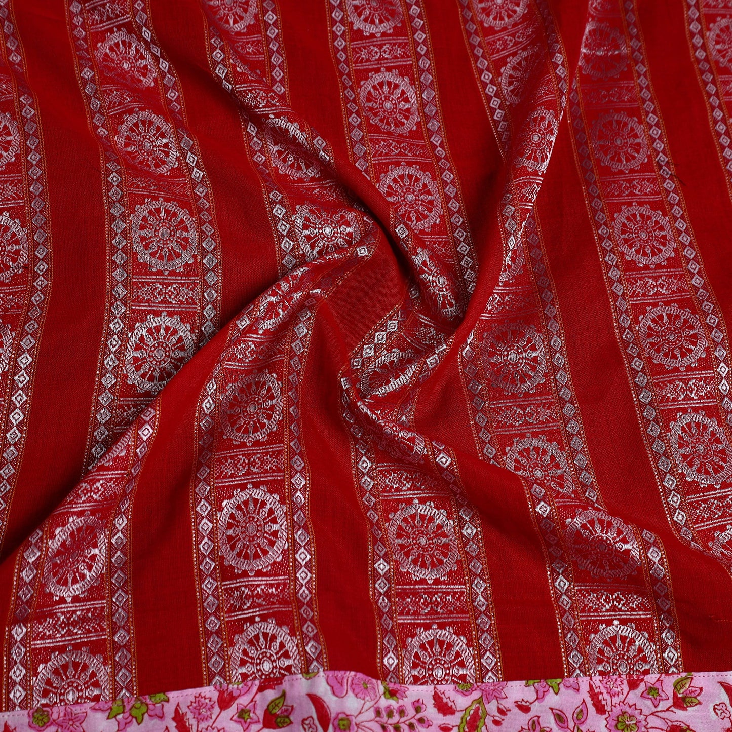 Red - handmade cotton sambalpuri ikat blouse piece 02