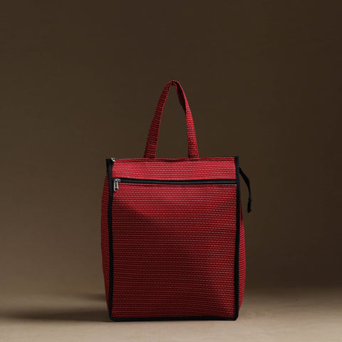 Red Handmade Cotton Shopping Hand bag