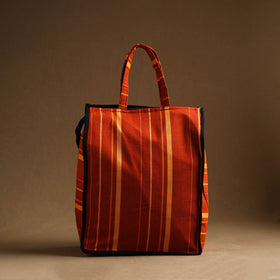 Red Handmade And Durable Cotton Shopping Hand Bag
