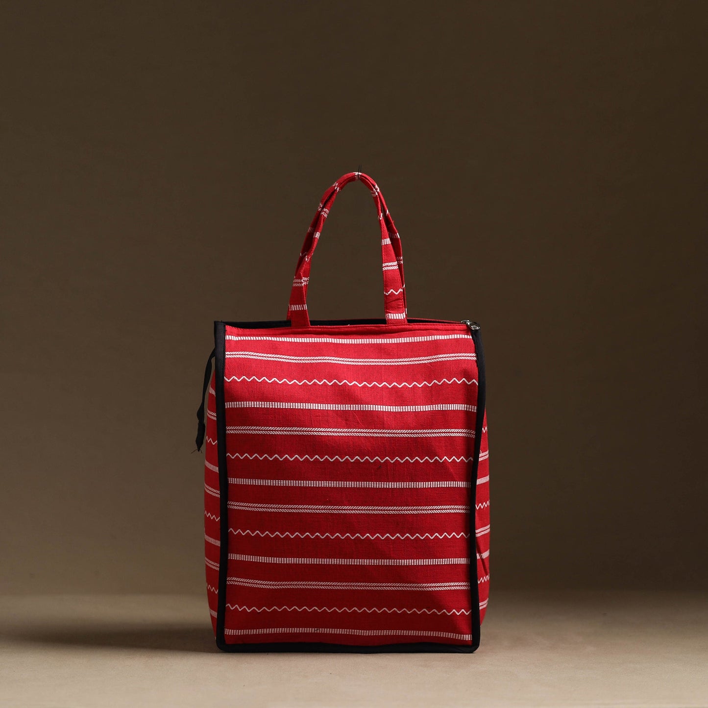 Red Handmade Cotton Shopping Hand bag