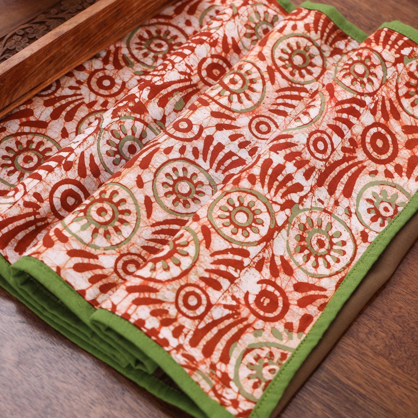 Red Handmade Cotton Table Runner