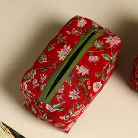  Red Handmade Cotton Toiletry Bags (Set of 3)